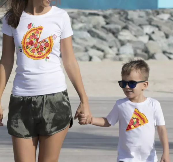 Tee shirt pere et fils Tranche de pizza