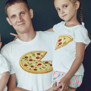 Tee shirt pere et fils Tranches de pizza assorties Tee shirt pere et fils Tranches de pizza assorties