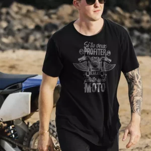Tee-shirt profiter de la vie pilote une moto Tee-shirt profiter de la vie pilote une moto