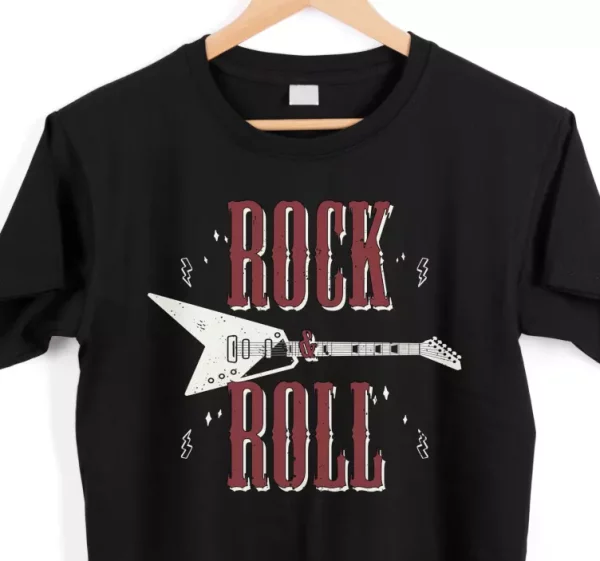 Tee-shirt rock n’ roll avec un design de guitare