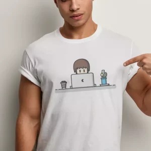 Tee-shirt un travailleur sur ordinateur