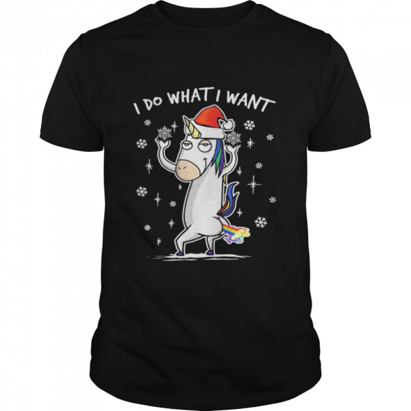 Unicorn Santa Claus Hat I Do What I Want Christmas Shirt