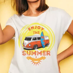 Van de dessin anime avec t-shirt de surf