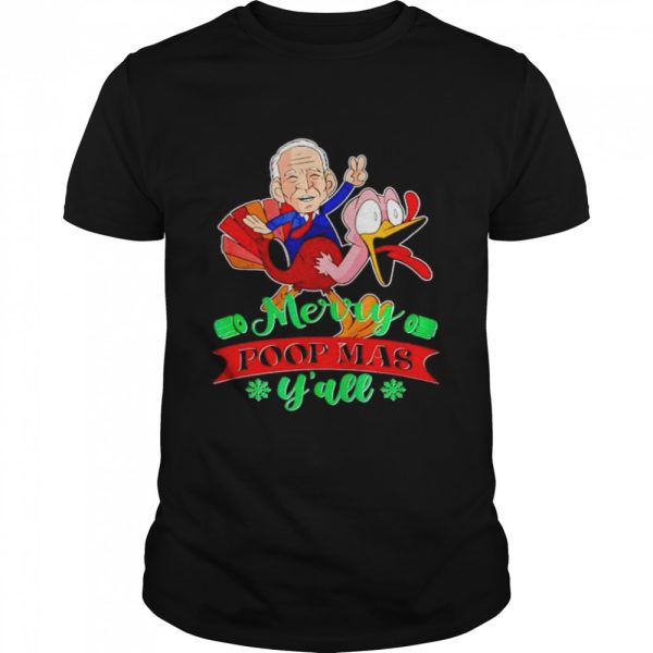 biden riding turkey merry poopmas y’all Christmas shirt