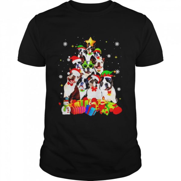 boston Terrier Christmas tree shirt