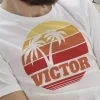 tee shirt vintage Coucher de soleil retro avec votre nom