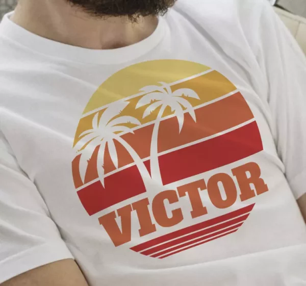 tee shirt vintage Coucher de soleil retro avec votre nom