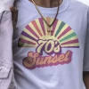 tee shirt vintage Soleil geometrique des annees 70