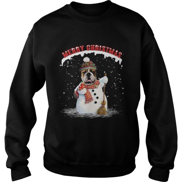 Bulldog snowman Merry Christmas shirt