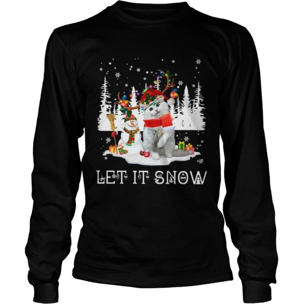 Cat Reindeer Snowman Merry Christmas Let It Snow shirt