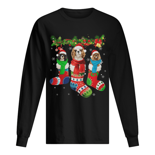 Cavalier King Charles Spaniel in stocking Merry Christmas shirt