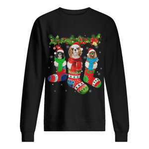 Cavalier King Charles Spaniel in stocking Merry Christmas shirt