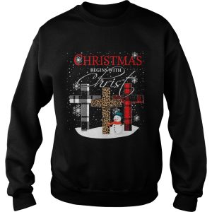Christmas Begins With Christ Sowman Jesus Christmas Ugly shirt 3