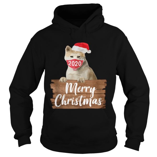 Christmas Dog Akita 2020 Mask Santa Hat shirt