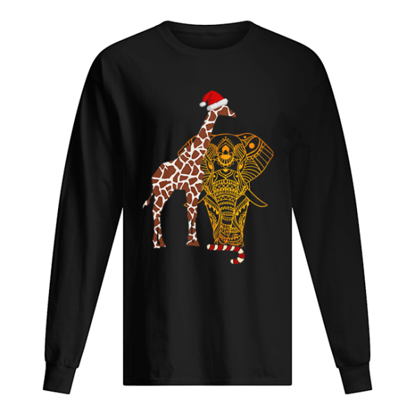 Christmas Elephant Giraffe Santa shirt