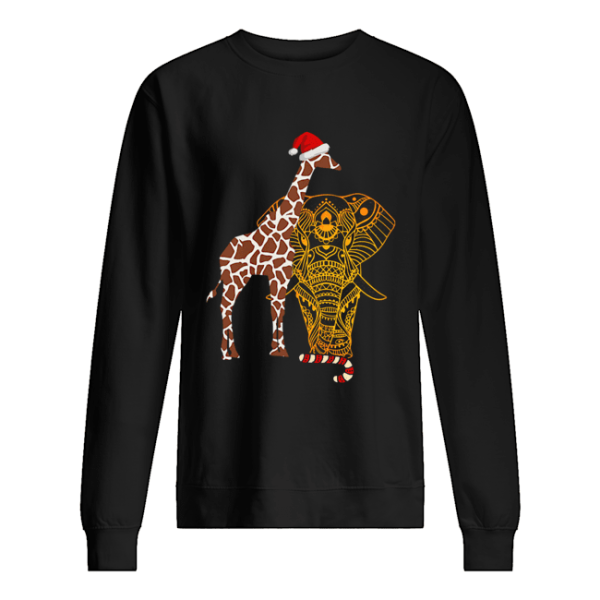 Christmas Elephant Giraffe Santa shirt