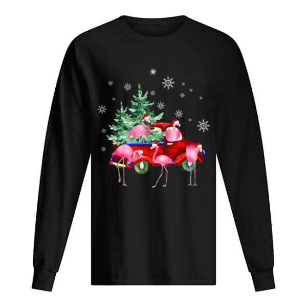 Christmas Flamingo Truck Funny Flamingo Santa Tree Xmas Gift shirt