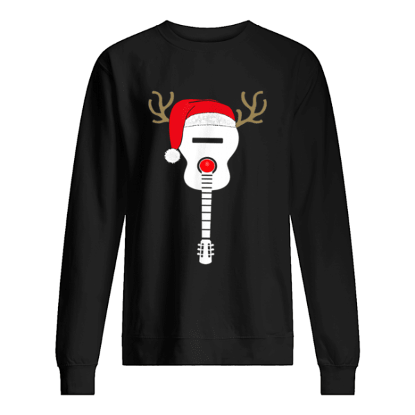 Christmas Guitar santa hat reindeer antlers for kids adults shirt