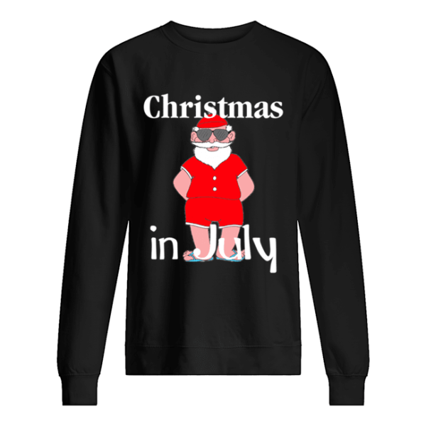 Christmas In July Funny Summer Santa Holiday shirt