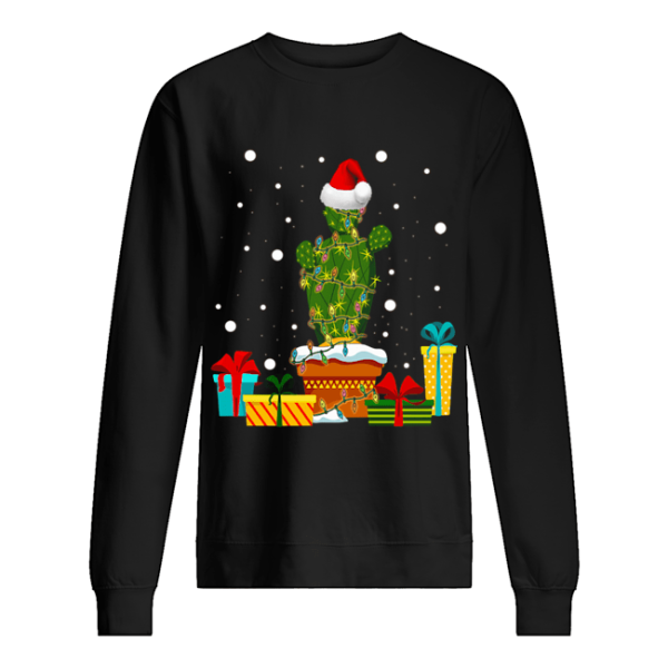 Christmas Lights Cactus Lover Funny Xmas shirt