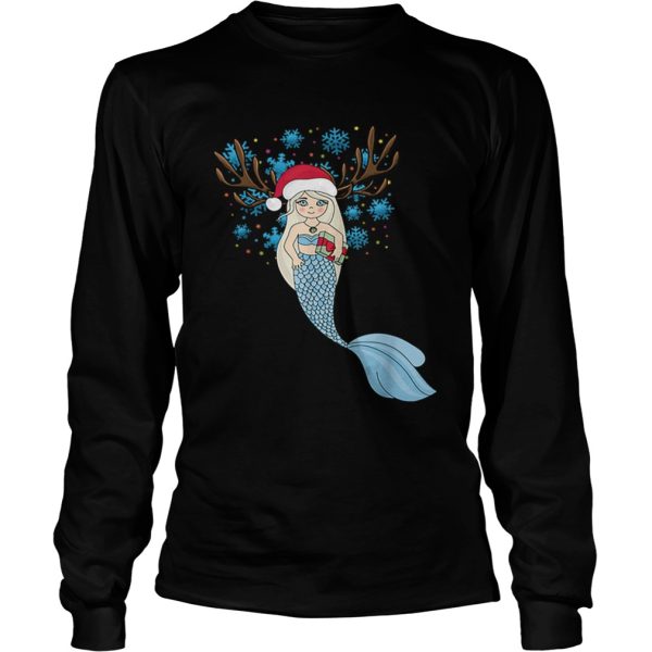 Christmas Mermaids Santa HatReindeer Antlers Gift shirt