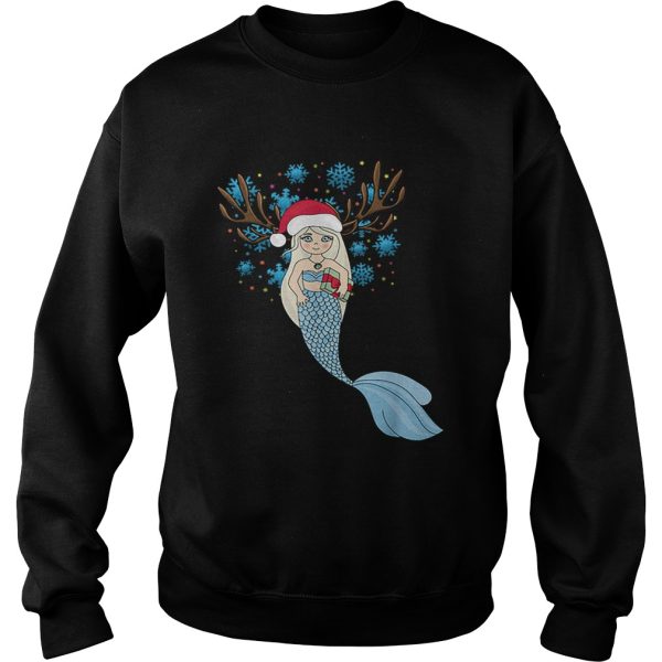 Christmas Mermaids Santa HatReindeer Antlers Gift shirt