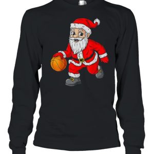 Christmas Santa Claus Dribbling A Basketball Xmas shirt
