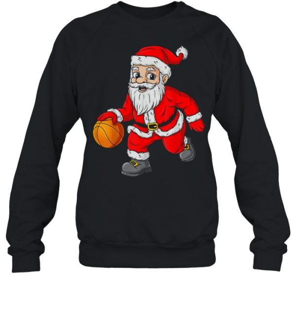 Christmas Santa Claus Dribbling A Basketball Xmas shirt