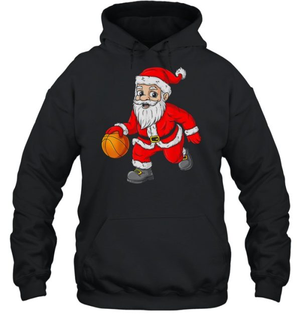 Christmas Santa Claus Dribbling A Basketball Xmas shirt