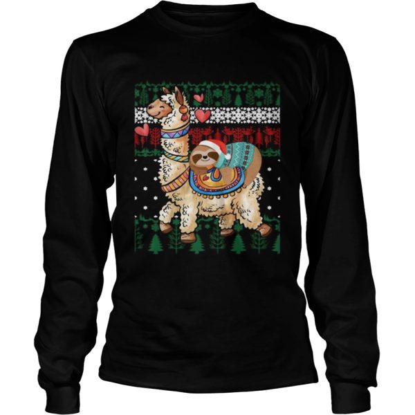 Christmas Santa Sloth And Llama Christmas shirt