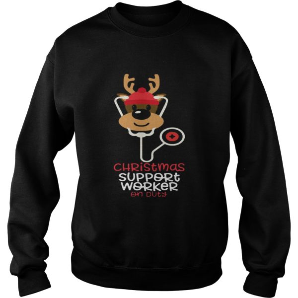 Christmas Support Worker Reindeer Nurse On Duty shirt