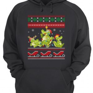 Christmas Three Alligator Crocodile Gift Lights Santa Hat shirt 2 Christmas Three Alligator Crocodile Gift Lights Santa Hat shirt 3