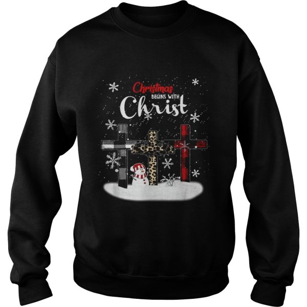 Christmas begins with Christ snowman shirt