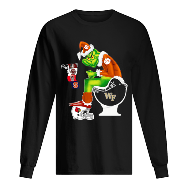 Clemson Tigers Grinch Santa Cardinals Arizona Wake Forest Demon Deacons Toilet shirt