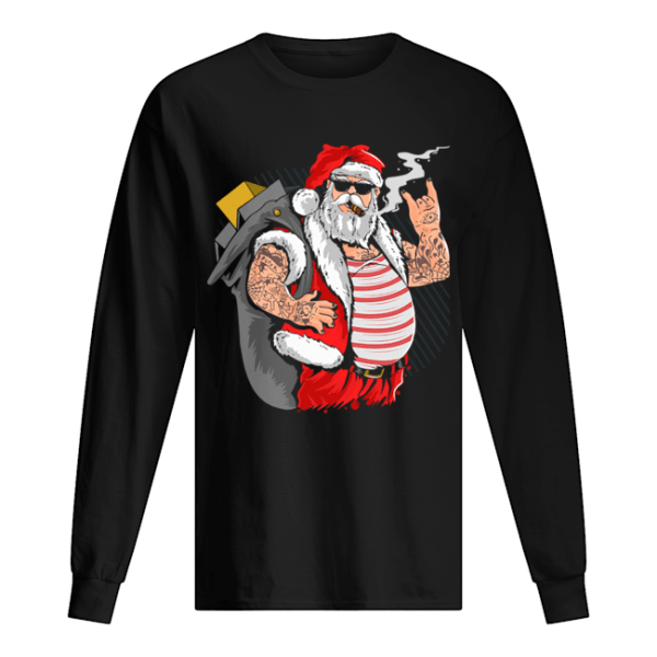 Cool Santa Claus Yule Tattoo Funny Christmas Xmas Gift shirt