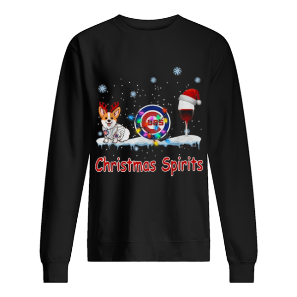 Corgi Chicago Cubs Christmas and wine spirits shirt