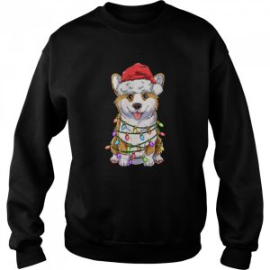 Corgi Christmas Tree Lights Santa Hat Dog shirt