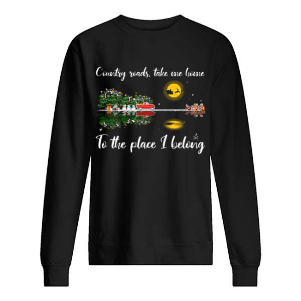 Country roads take me home Guitar lake Christmas shirt