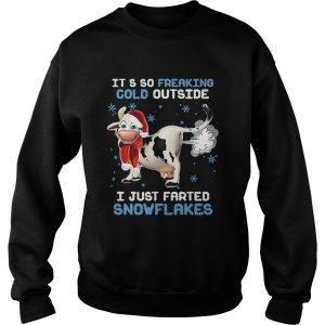 Cow its so freaking cold outside i just farted snowflakes Christmas shirt 2 Cow its so freaking cold outside i just farted snowflakes Christmas shirt 3