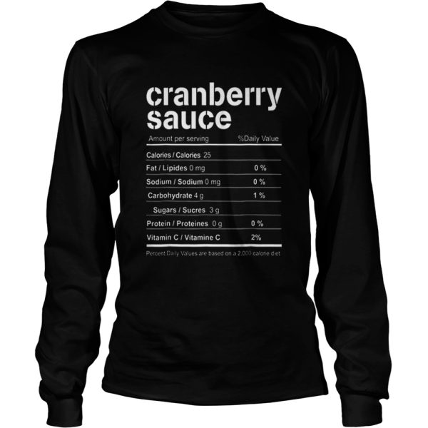 Cranberry Sauce Funny Christmas Food Nutrition Facts shirt