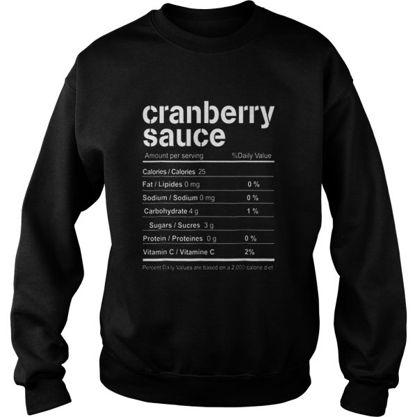 Cranberry Sauce Funny Christmas Food Nutrition Facts shirt