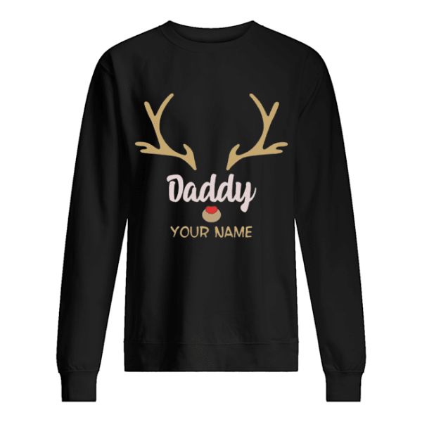 Custom Name Daddy Rudolph Reindeer Family Christmas T-Shirt