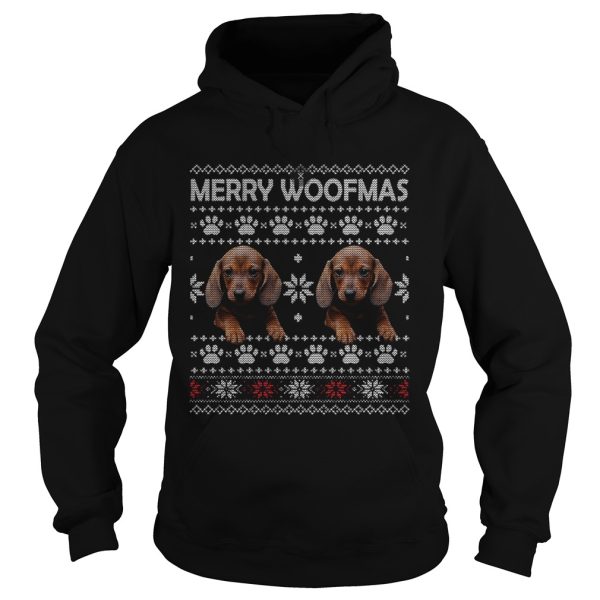 Dachshund Merry Woofmas Paw Ugly Merry Christmas shirt