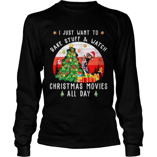 Dachshund Santa I just want to bake stuff and watch Christmas movies all day retro shirt