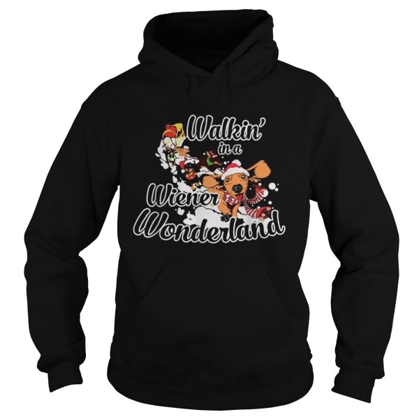 Dachshund walkin in a wiener wonderland christmas shirt