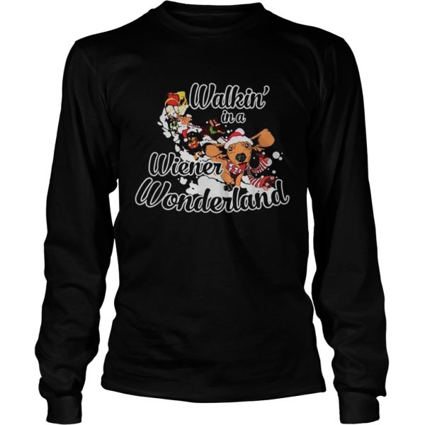 Dachshund walkin in a wiener wonderland christmas shirt