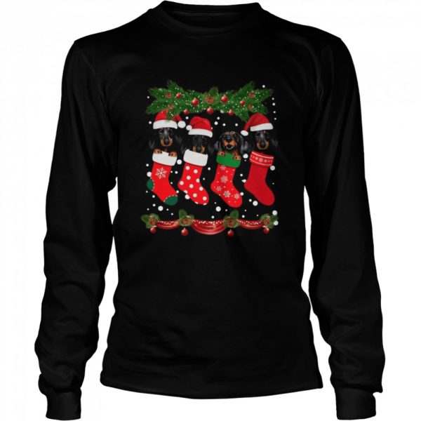 Dachshunds Santa In Socks Crew Neck Merry Christmas shirt