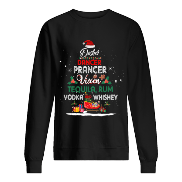 Dasher Dancer Prancer Vixen Tequila Rum Vodka Whiskey Wine shirt