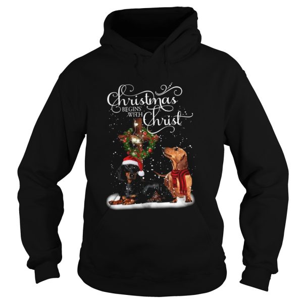 Dashshund Christmas begins with Christ shirt