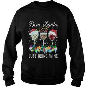 Dear Santa Just Bring Wine Christmas Pajama Costume shirt 3